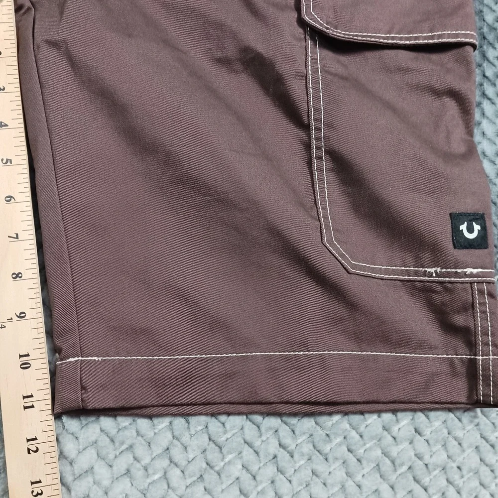True Religion Shorts Men's 36 Brown Polyester Cargo Workwear Utility Summer